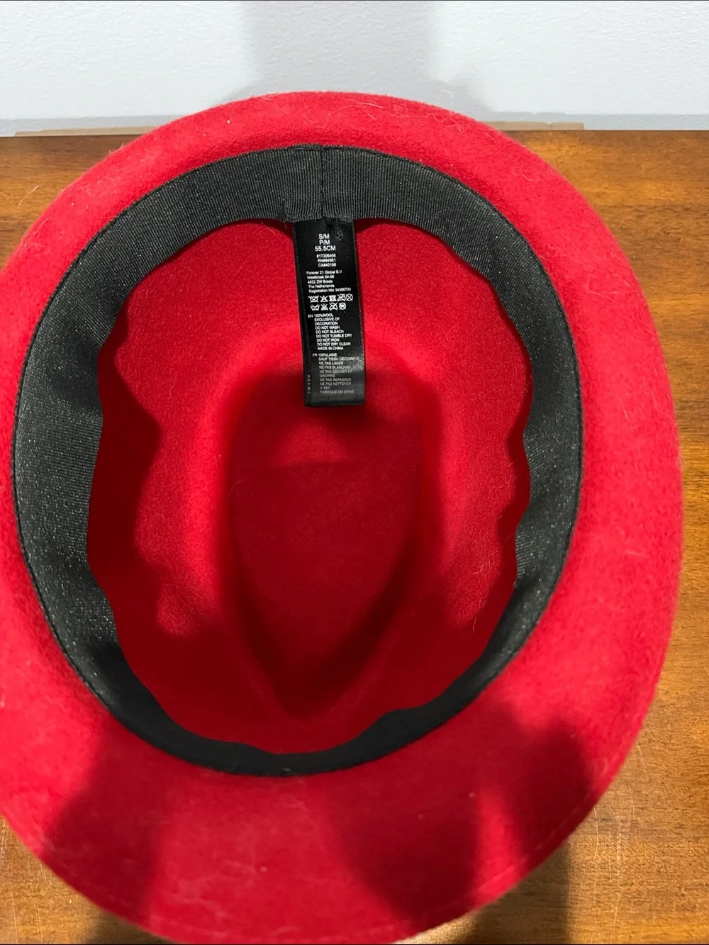 Women’s Red Wool Fedora with Black Tie Band